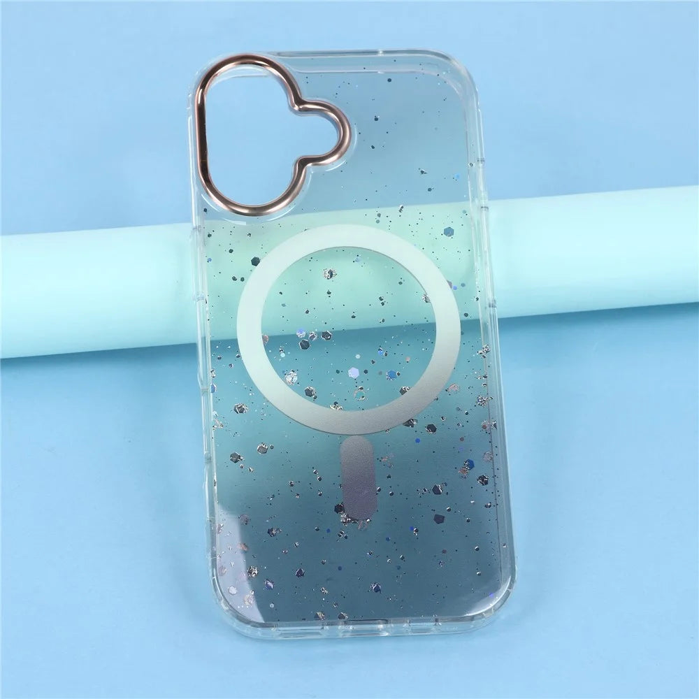 For iPhone 17 Case Compatible with MagSafe IMD Bling Glitter PC + TPU Back Cover - Black - 6