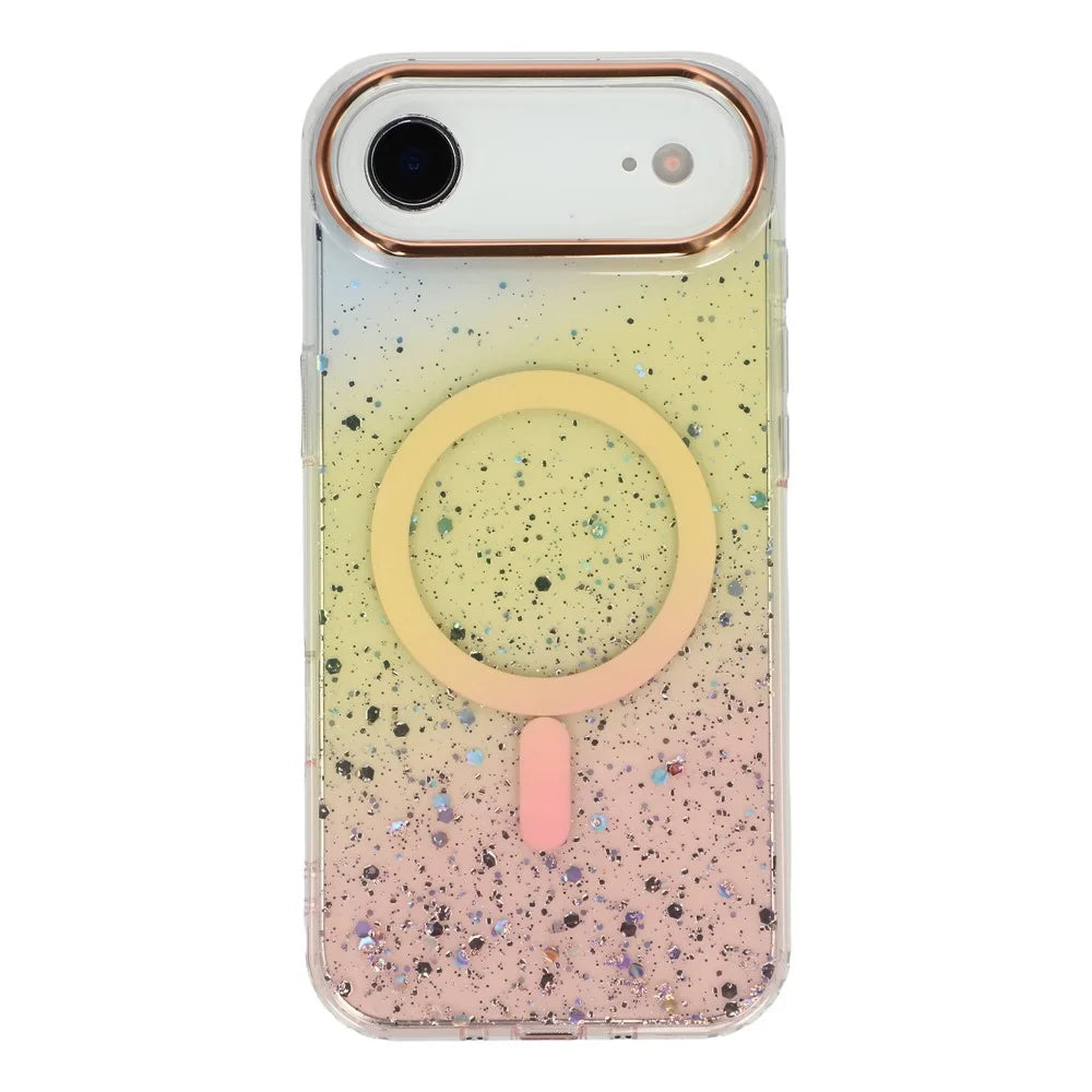 For iPhone Air Case Compatible with MagSafe IMD Bling Glitter PC + TPU Back Cover - Gold - 3