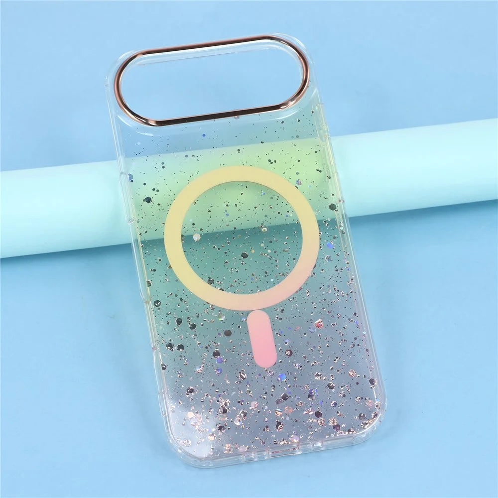 For iPhone Air Case Compatible with MagSafe IMD Bling Glitter PC + TPU Back Cover - Gold - 6