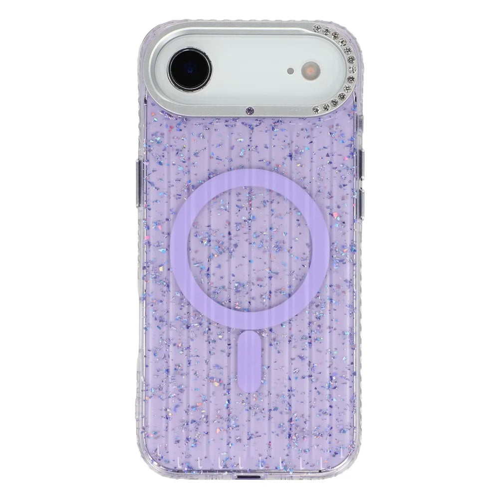 For iPhone Air Case Compatible with MagSafe IMD Glitter Glacier Texture TPU PC Phone Back Cover - Purple - 3