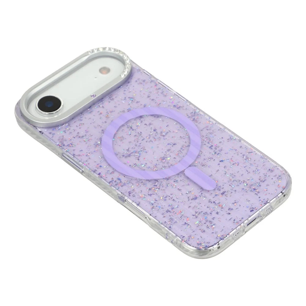 For iPhone Air Case Compatible with MagSafe IMD Glitter Glacier Texture TPU PC Phone Back Cover - Purple - 4