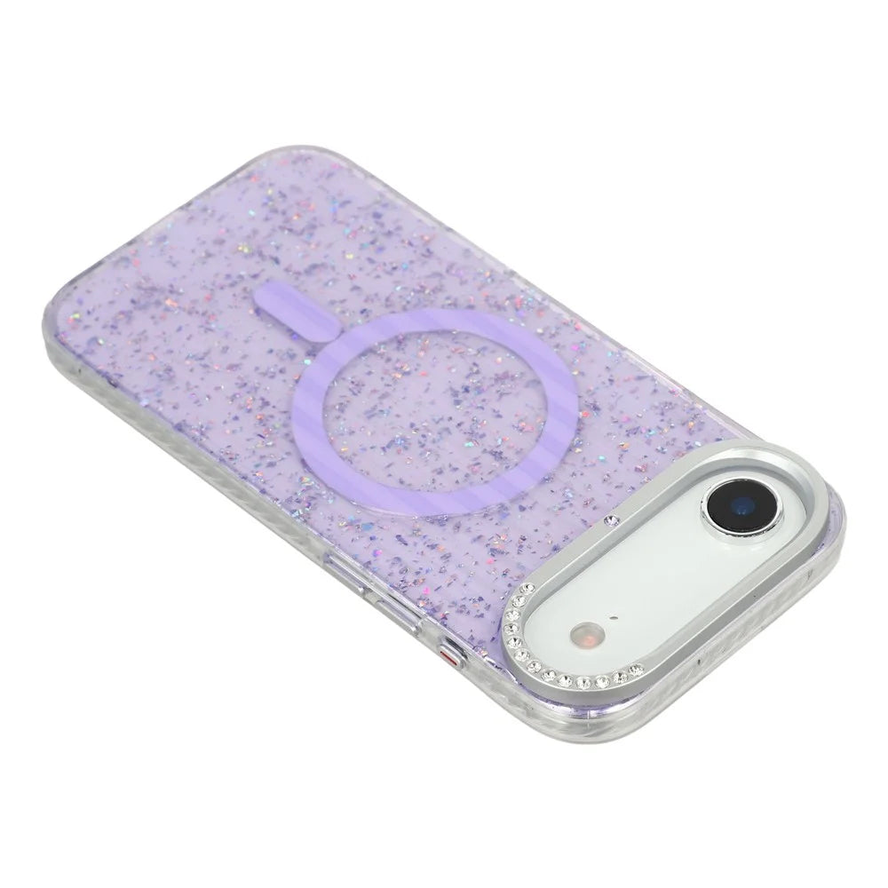 For iPhone Air Case Compatible with MagSafe IMD Glitter Glacier Texture TPU PC Phone Back Cover - Purple - 5