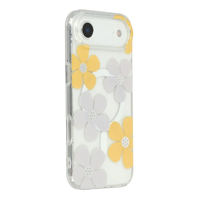 For iPhone Air Magnetic Case IMD Flower Pattern TPU + PC Clear Back Phone Cover - Style B - 1