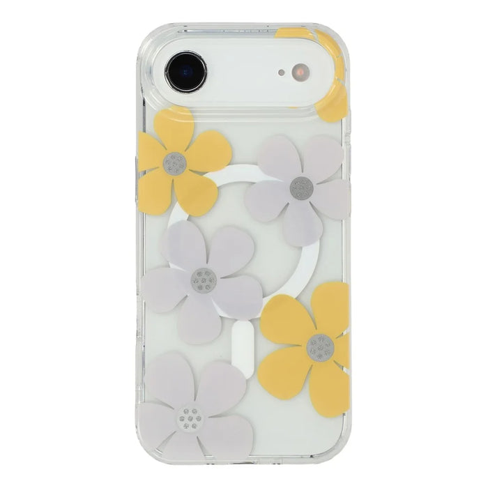 For iPhone Air Magnetic Case IMD Flower Pattern TPU + PC Clear Back Phone Cover - Style B - 3