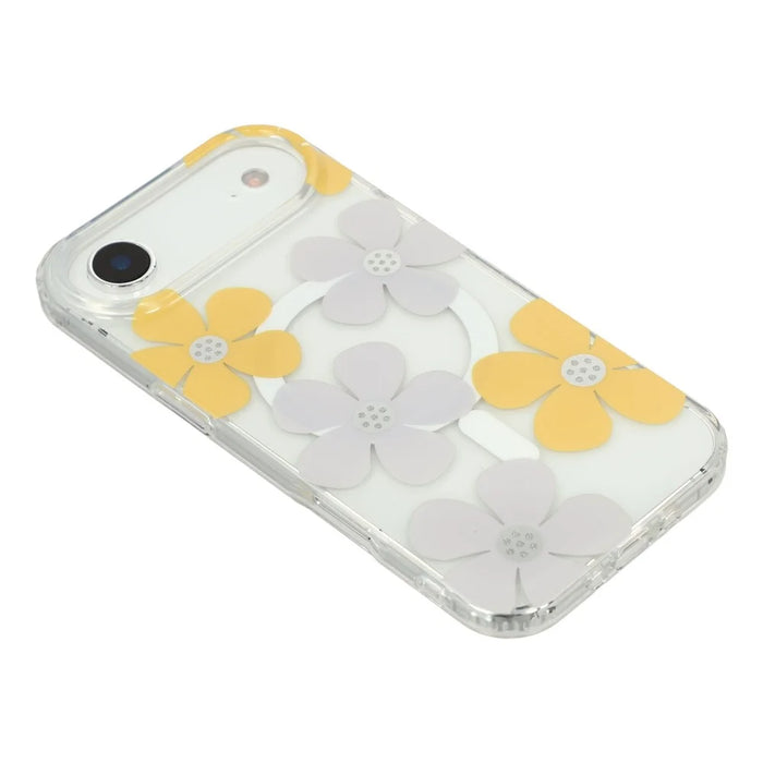 For iPhone Air Magnetic Case IMD Flower Pattern TPU + PC Clear Back Phone Cover - Style B - 4