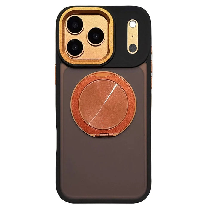 For iPhone 17 Pro Case Compatible with MagSafe Rotating Kickstand Skin Touch PC TPU Phone Cover - Orange - 1