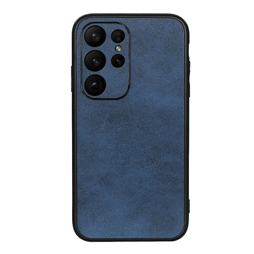 For Samsung Galaxy S23 Ultra Hard PC+TPU+PU Leather Mobile Phone Case Cowhide Texture Dustproof Anti-Scratch Phone Cover - Blue - 1