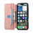 For iPhone 16 Leather Case Cross Texture Detachable Magnetic Phone Cover Wallet Stand - Pink - 2