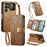 For Oukitel C62 Case Floral Leaf Pattern Multi Card Slots Zipper Leather Phone Cover with Wrist Strap - Brown - 1