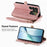 For Oukitel C62 Case Zipper Wallet Geometry Lines Leather Phone Cover with Strap - Pink - 3