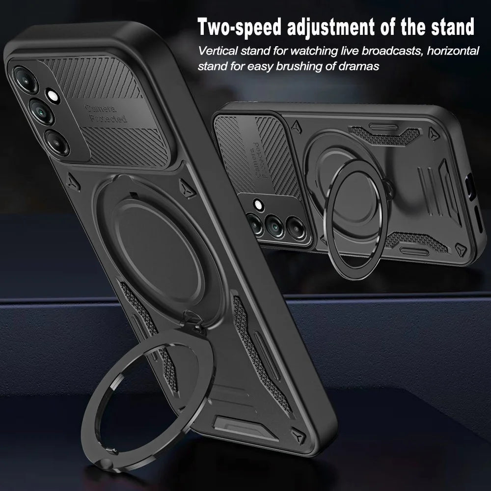 For Samsung Galaxy S23 FE Magnetic Case Shockproof TPU + PC Phone Back Cover with Kickstand - Black - 4