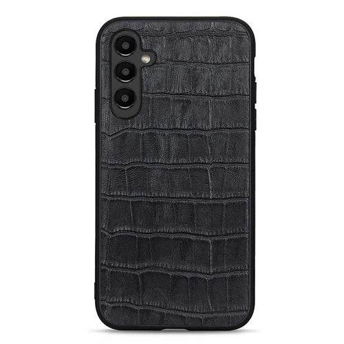 Drop-proof Cell Phone Cover For Samsung Galaxy A14 5G / A14 4G , Genuine Leather Crocodile Texture Protective Phone Case - Black - 1