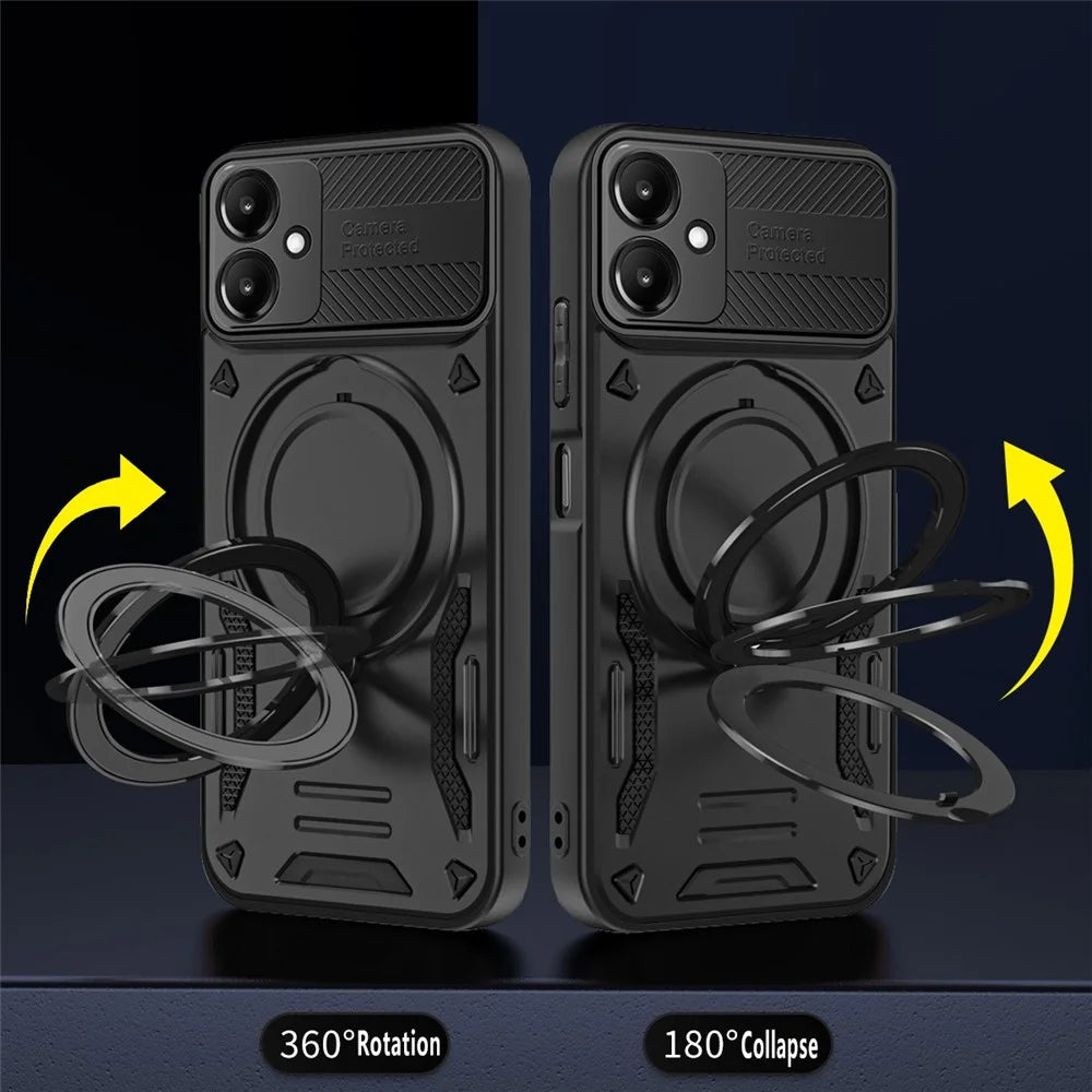 Phone Case for Samsung Galaxy A06 5G  /  A06 4G Magnetic Case Shockproof TPU + PC Phone Back Cover with Kickstand - Black - 3