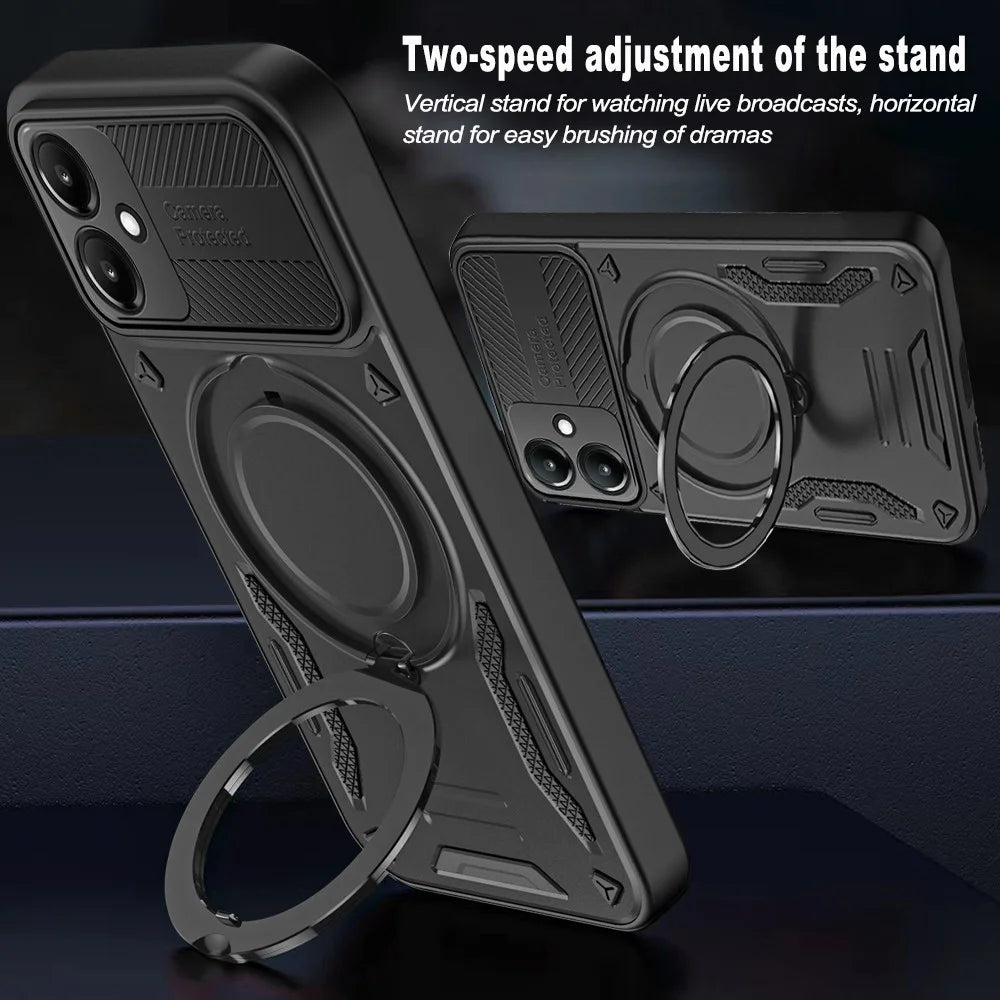 Phone Case for Samsung Galaxy A06 5G  /  A06 4G Magnetic Case Shockproof TPU + PC Phone Back Cover with Kickstand - Black - 4