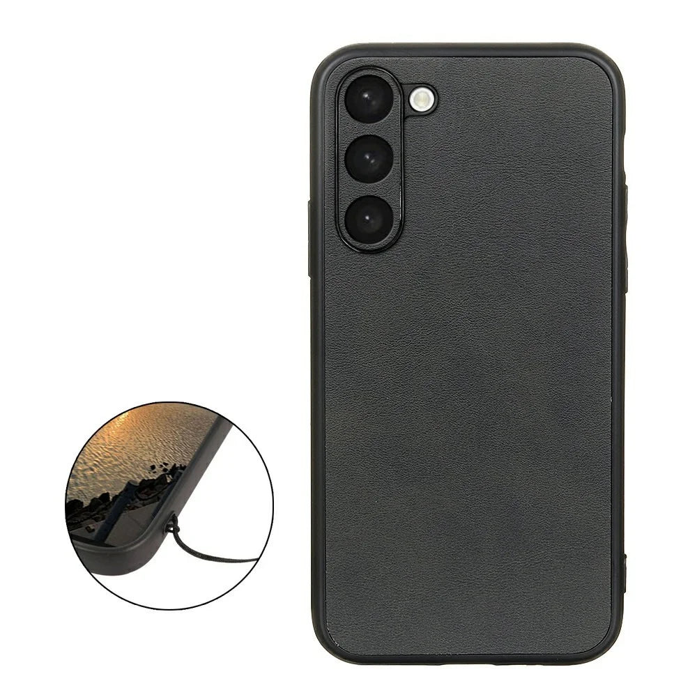 Mobile Phone Case for Samsung Galaxy S23, Cowhide Texture Dustproof Anti-Scratch Hard PC+TPU+PU Leather Phone Cover - Black - 2