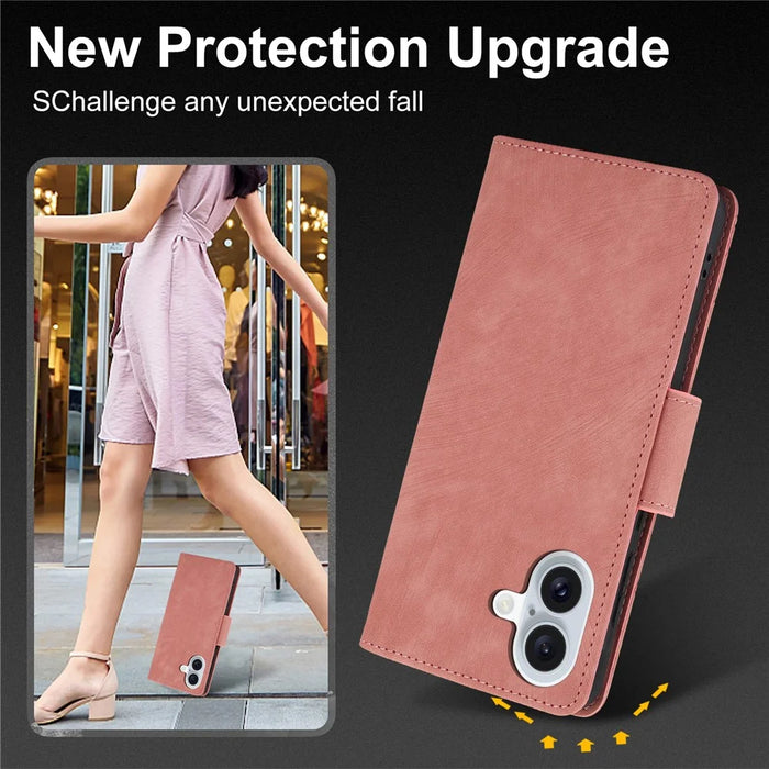SY-001 For iPhone 17 Case Flower Butterfly Leather Wallet Phone Cover with Hand Strap - Pink - 7