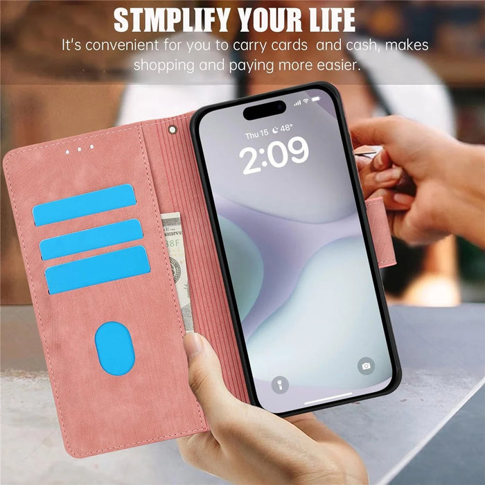 For iPhone 18 Pro / 17 Pro Case Flower Butterfly Leather Wallet Phone Cover with Hand Strap - Pink - 5
