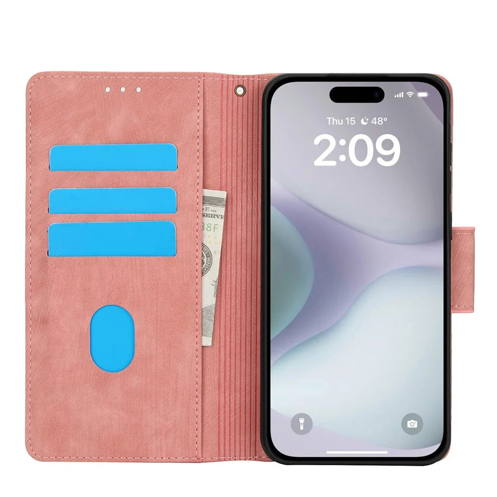 SY-001 For iPhone Air Case Flower Butterfly Leather Wallet Phone Cover with Hand Strap - Pink - 2
