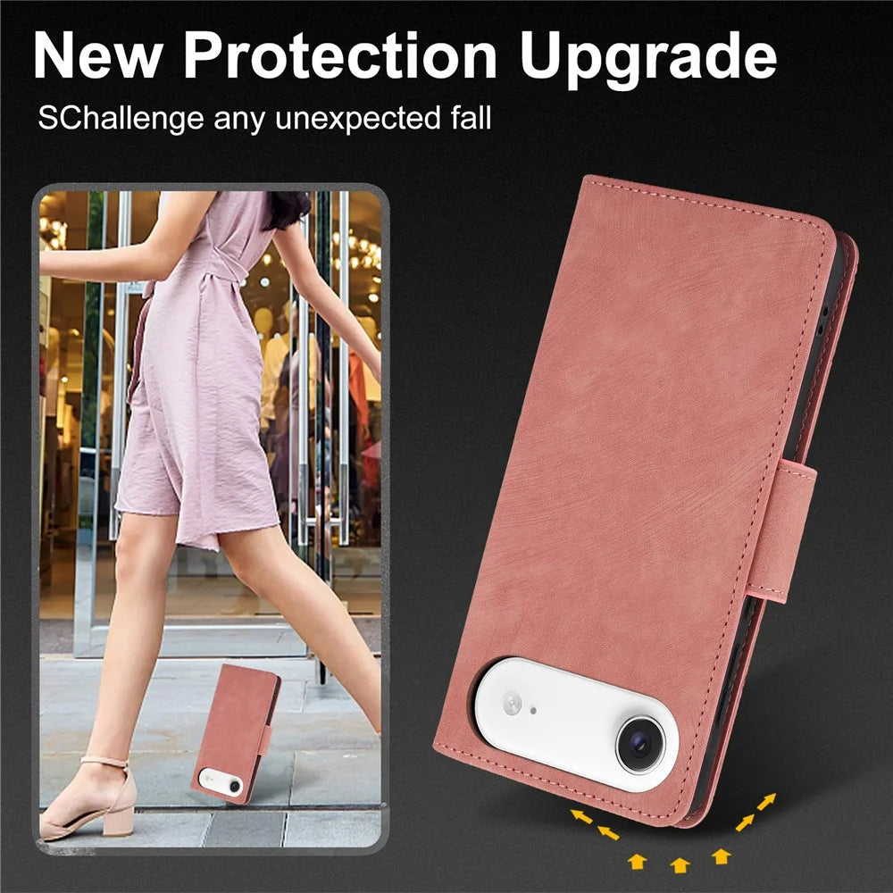 SY-001 For iPhone Air Case Flower Butterfly Leather Wallet Phone Cover with Hand Strap - Pink - 7