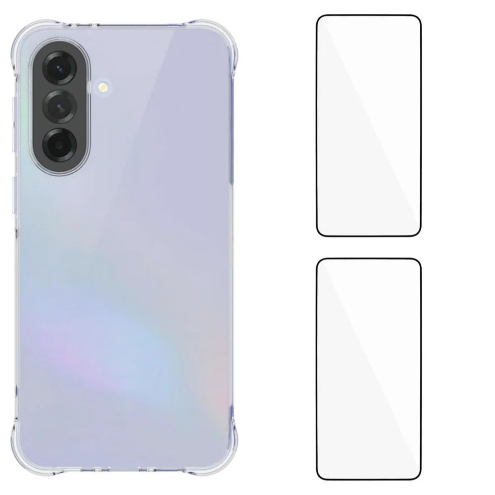WANLONFENG For Samsung Galaxy A37 5G TPU Case  WL2 Series 2.0mm Phone Cover with 2Pcs Tempered Glass Films - Transparent - 1