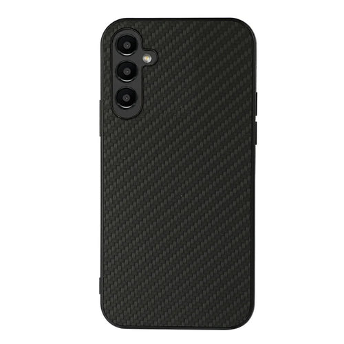 For Samsung Galaxy A14 5G / A14 4G Carbon Fiber Texture Phone Case PU Leather Coated TPU Scratch-resistant Mobile Phone Back Cover - Black - 1