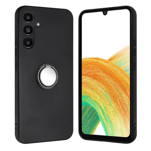 For Samsung Galaxy A57 5G Case Ring Kickstand Soft TPU Matte Phone Cover - Black - 1