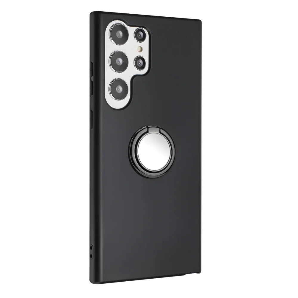 For Samsung Galaxy S26 Ultra Case Ring Kickstand Soft TPU Matte Phone Cover - Black - 2