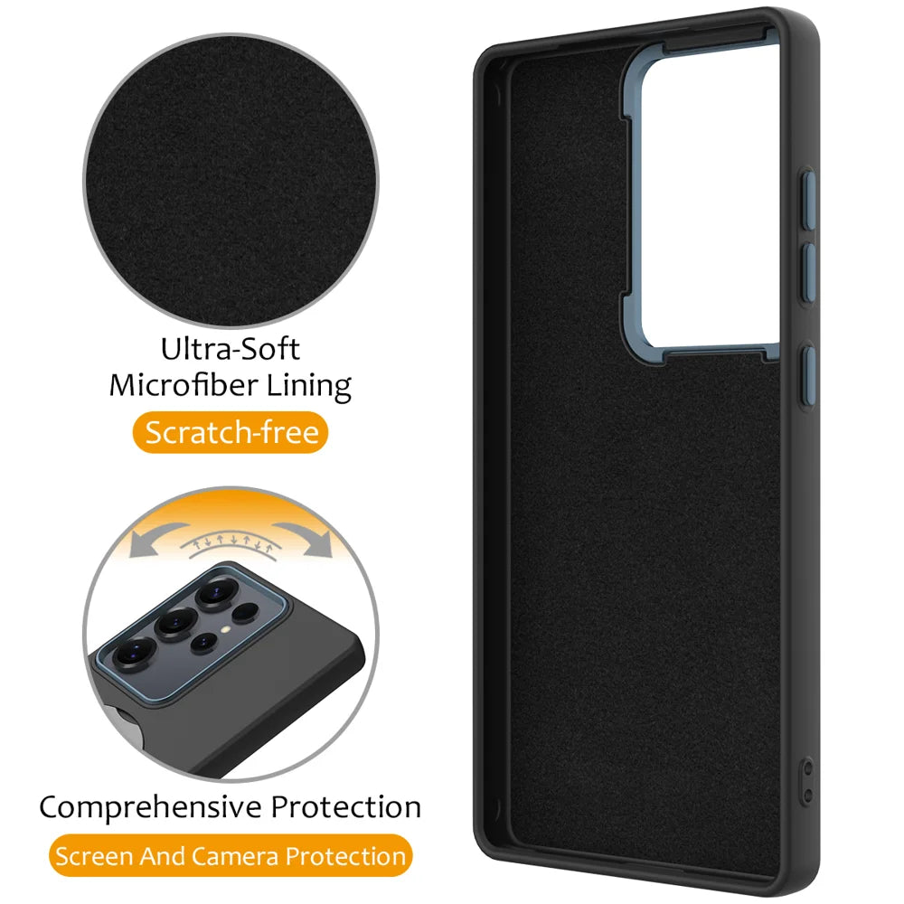 For Samsung Galaxy S24 Ultra Magnetic Case Rotating Ring Kickstand TPU + PC Back Cover - Black - 3