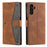 For Samsung Galaxy S26+ Leather Case Splicing Stitching Wallet Phone Cover with Wrist Strap - Brown - 1