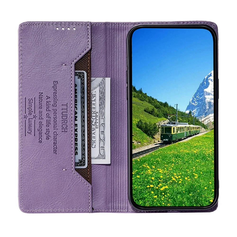 TTUDRCH Style 007 For Samsung Galaxy S26+ Leather Case RFID Blocking Wallet Stand Phone Cover - Purple - 3
