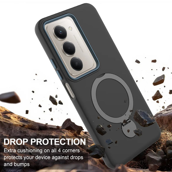 For Samsung Galaxy A36 5G Magnetic Case Rotating Ring Kickstand TPU + PC Back Cover - Black - 4