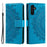 For Samsung Galaxy A37 5G Stand Case Imprinted Totem PU Leather Wallet Phone Cover with Wrist Strap - Blue - 1