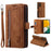 For Samsung Galaxy A37 5G Case 9 Card Slots Zipper Wallet PU Leather Phone Cover with Wrist Strap - Brown - 1