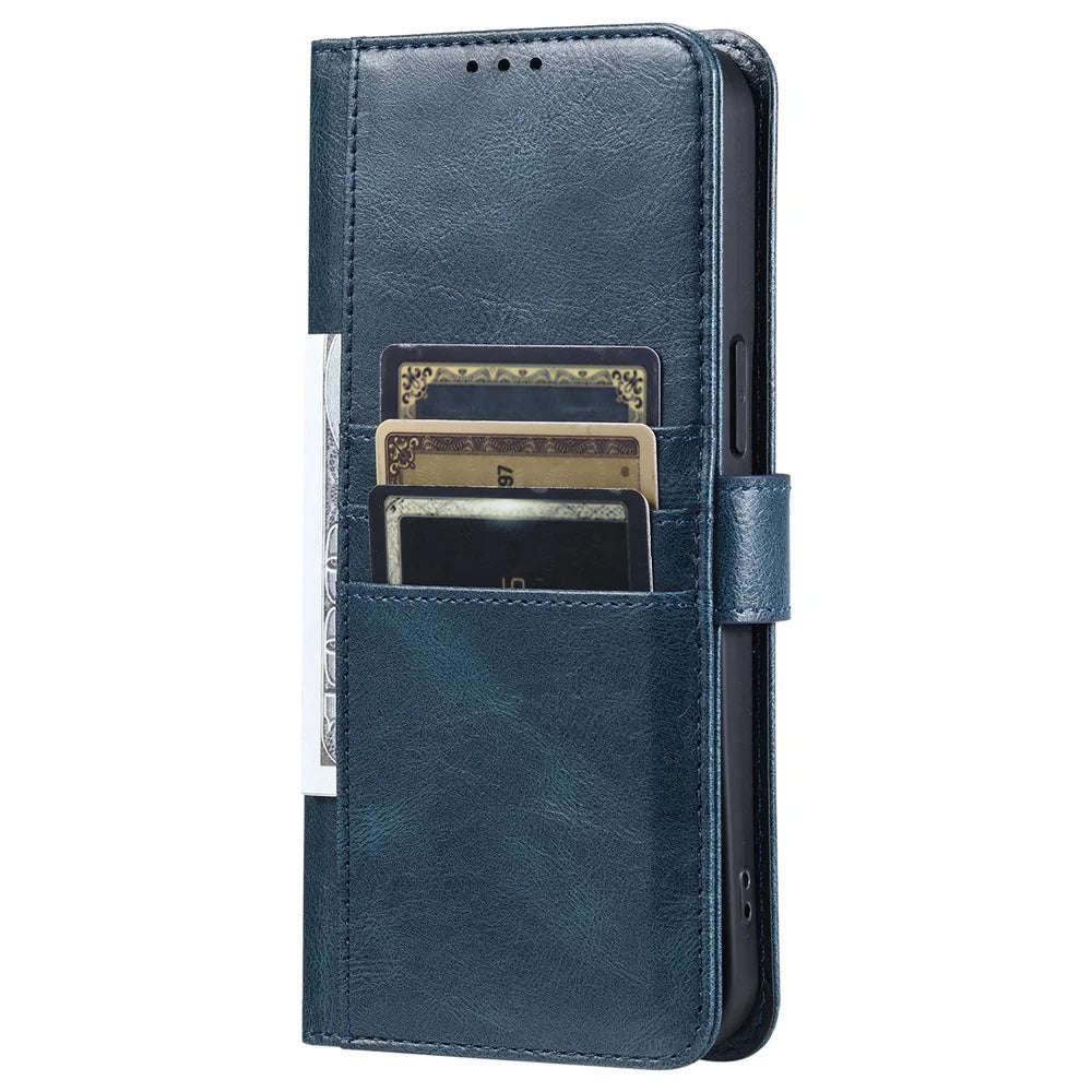 For Samsung Galaxy A37 5G Case 6 Card Slots PU Leather Anti-Fall Phone Cover with Wrist Strap - Blackish Green - 7