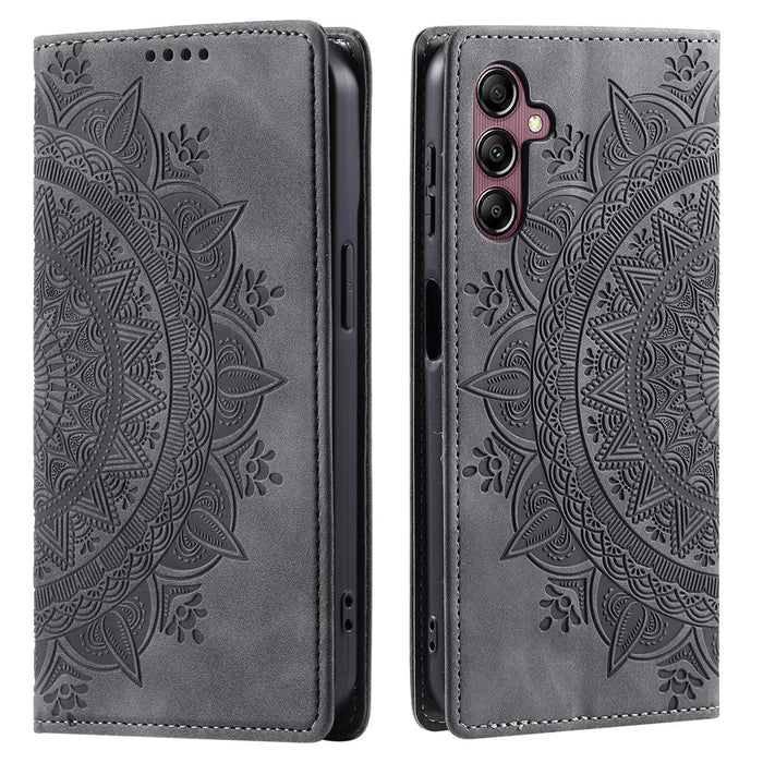 For Samsung Galaxy A37 5G Case Magnetic Closing Leather Phone Cover Pattern Imprinted - Grey - 1
