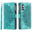 For Samsung Galaxy A37 5G Wallet Case Mandala Flower Pattern PU Leather Phone Cover with Wrist Strap - Mint Green - 6