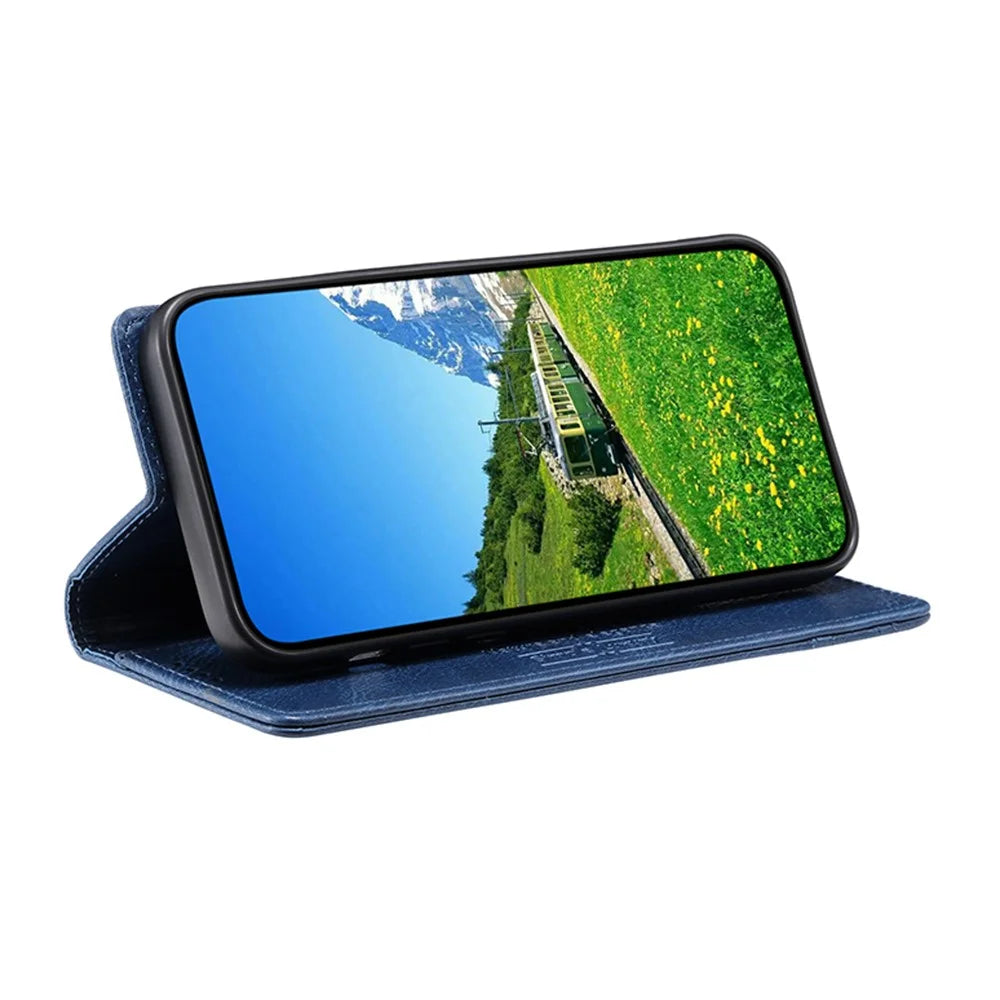 TTUDRCH Style 007 For Samsung Galaxy A37 5G Leather Case RFID Blocking Wallet Stand Phone Cover - Blue - 2