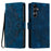For Samsung Galaxy A37 5G Case Imprinted Totem Skin Feel Wallet Leather Phone Cover with Hand Strap - Blue - 1