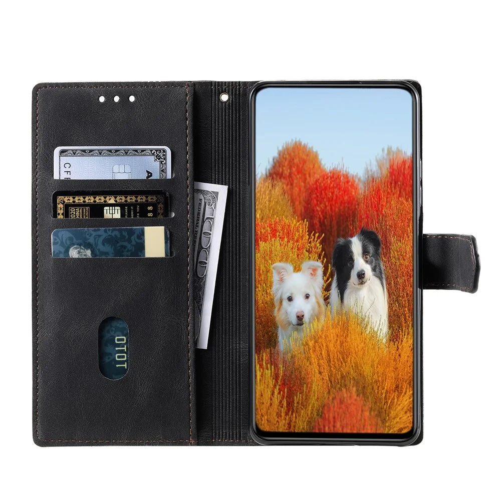 TTUDRCH Style 004 For Samsung Galaxy A37 5G Leather Case RFID Blocking Wallet Stand Phone Cover with Strap - Black - 2