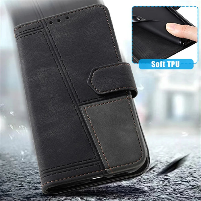 TTUDRCH Style 004 For Samsung Galaxy A37 5G Leather Case RFID Blocking Wallet Stand Phone Cover with Strap - Black - 4