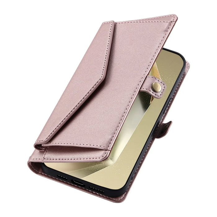 For Samsung Galaxy A57 5G Leather Case with Wrist Strap Wallet Stand Phone Cover - Rose Gold - 5
