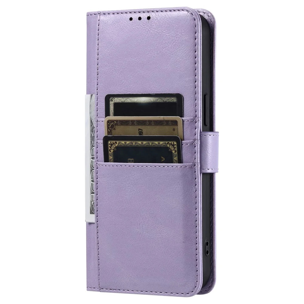 For Samsung Galaxy A57 5G Case 6 Card Slots PU Leather Anti-Fall Phone Cover with Wrist Strap - Purple - 7