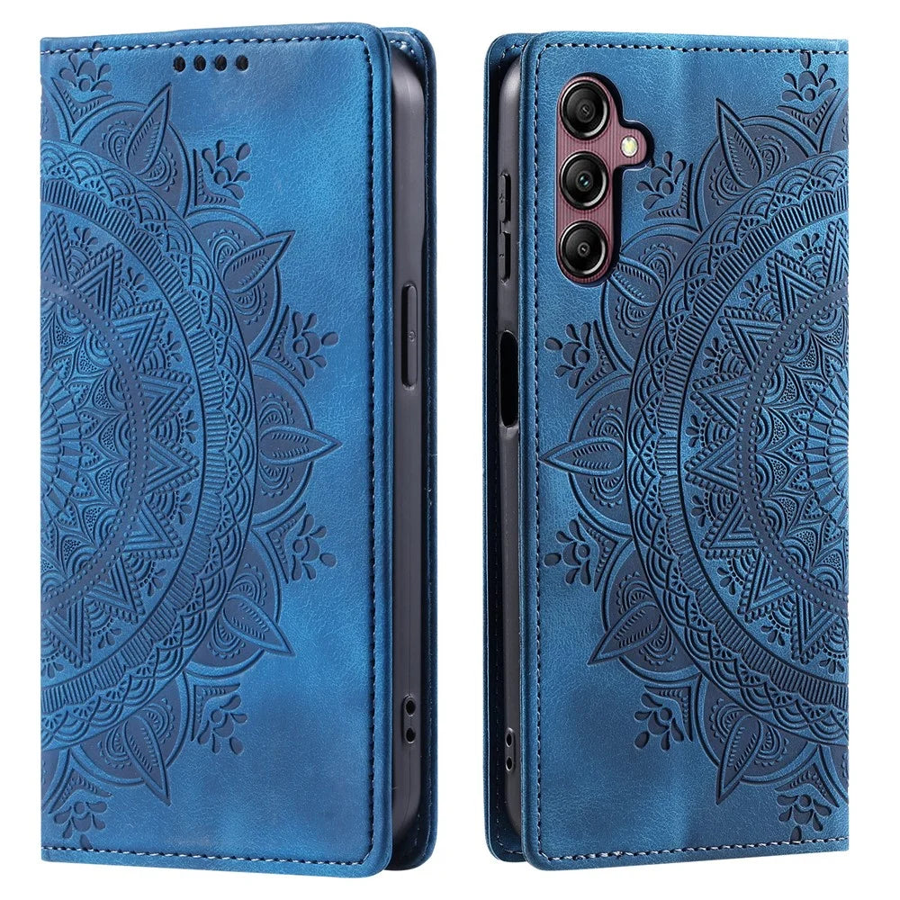 For Samsung Galaxy A57 5G Case Magnetic Closing Leather Phone Cover Pattern Imprinted - Blue - 1