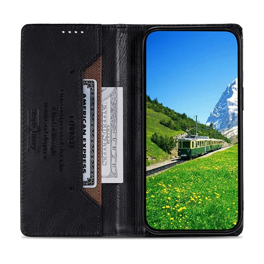 TTUDRCH Style 007 For Samsung Galaxy A57 5G Leather Case RFID Blocking Wallet Stand Phone Cover - Black - 3
