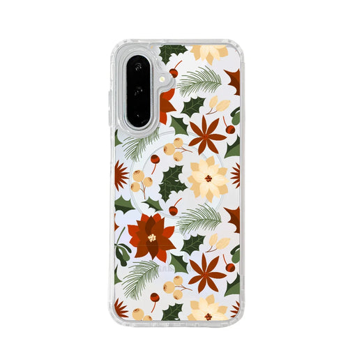EYCASE For Samsung Galaxy A56 5G / Galaxy A36 5G Christmas Series Case Gift  Clear Edge Pattern Print TPU + Acrylic Cover Magnetic Case - Vintage Christmas Floral - 1