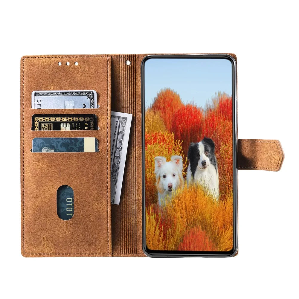 TTUDRCH Style 004 For Samsung Galaxy A57 5G Leather Case RFID Blocking Wallet Stand Phone Cover with Strap - Brown - 2