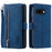 For Google Pixel 10a Case 9 Card Slots Zipper Wallet PU Leather Phone Cover with Wrist Strap - Blue - 1