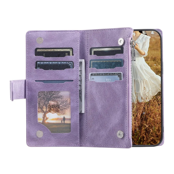 For Google Pixel 10a Wallet Case Rhombus Stitching Line PU Leather Phone Cover with Wrist Strap - Purple - 2