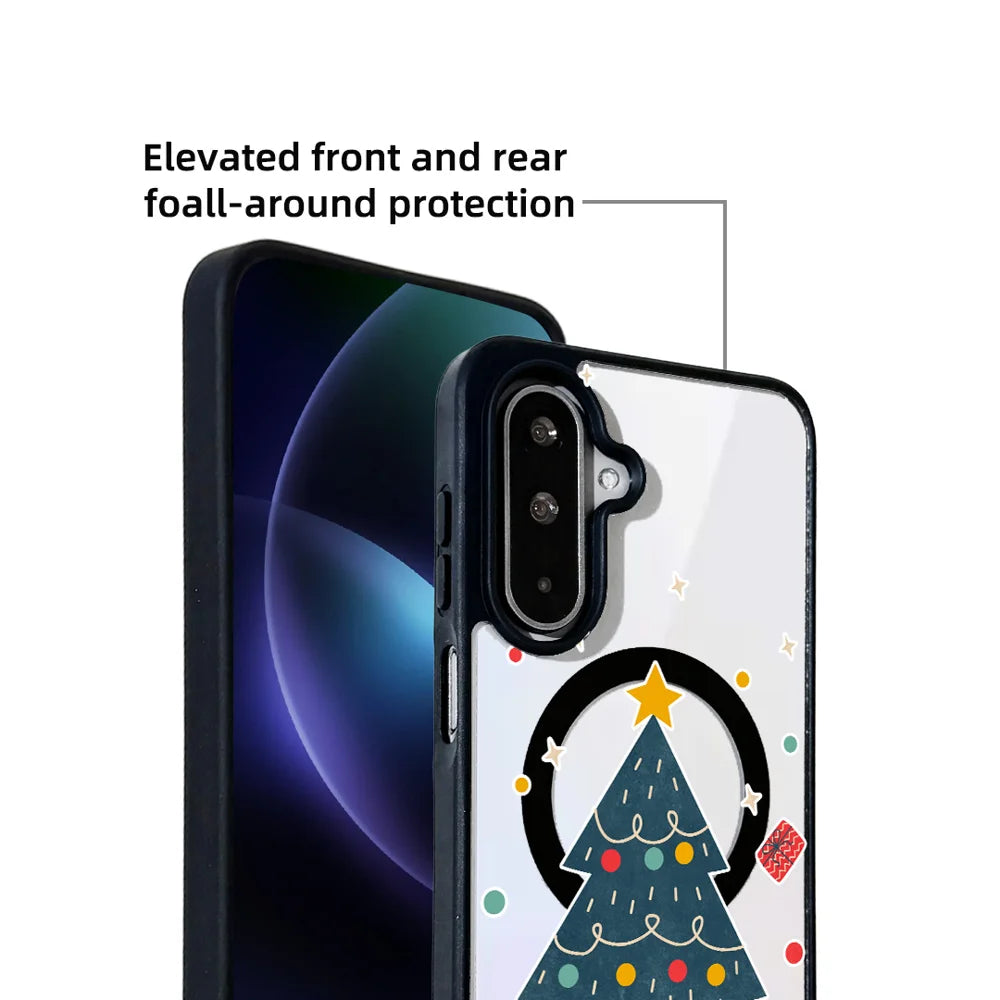 EYCASE For Samsung Galaxy A55 5G / Galaxy A35 5G Christmas Series Magnetic Case  Pattern Print TPU + Acrylic Cover - Minimalist Christmas Tree - 5