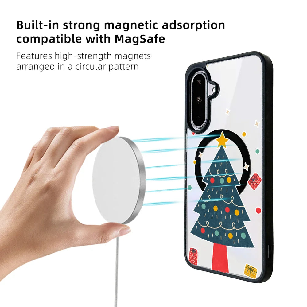 EYCASE For Samsung Galaxy A25 5G (Global) (161mm) Christmas Series Magnetic Case  Pattern Print TPU + Acrylic Cover - Minimalist Christmas Tree - 4